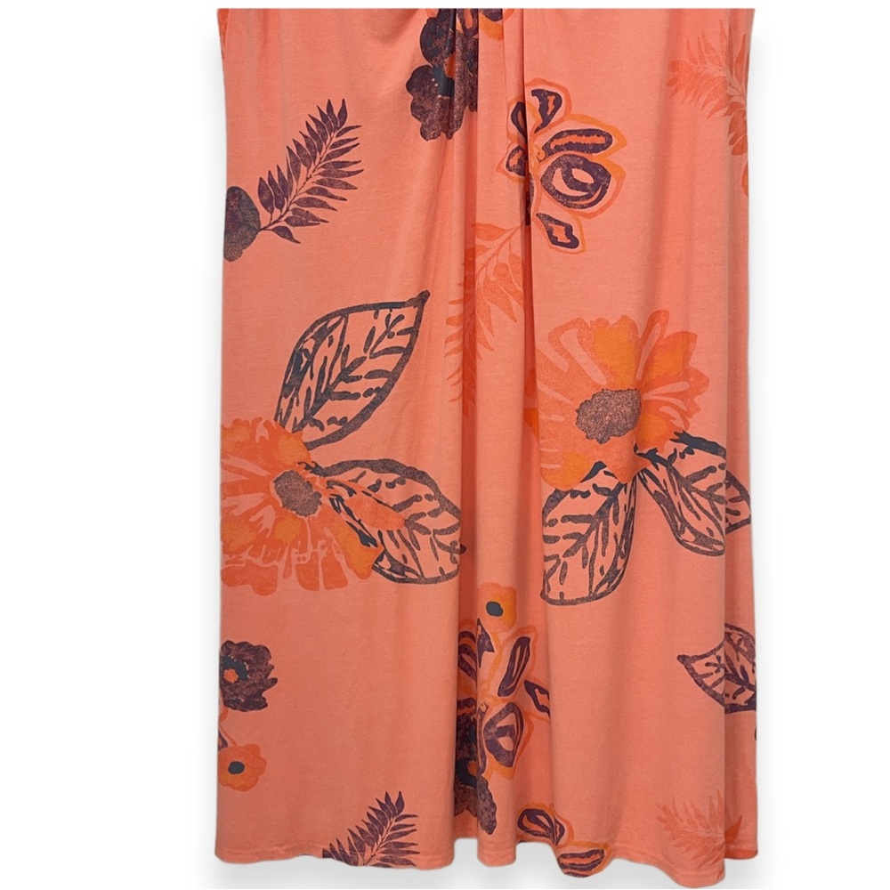 Fresh Produce Short Sleeve Coral V Neck  A-Line Floral Emma Dress Sz 1X - Picture 3 of 6